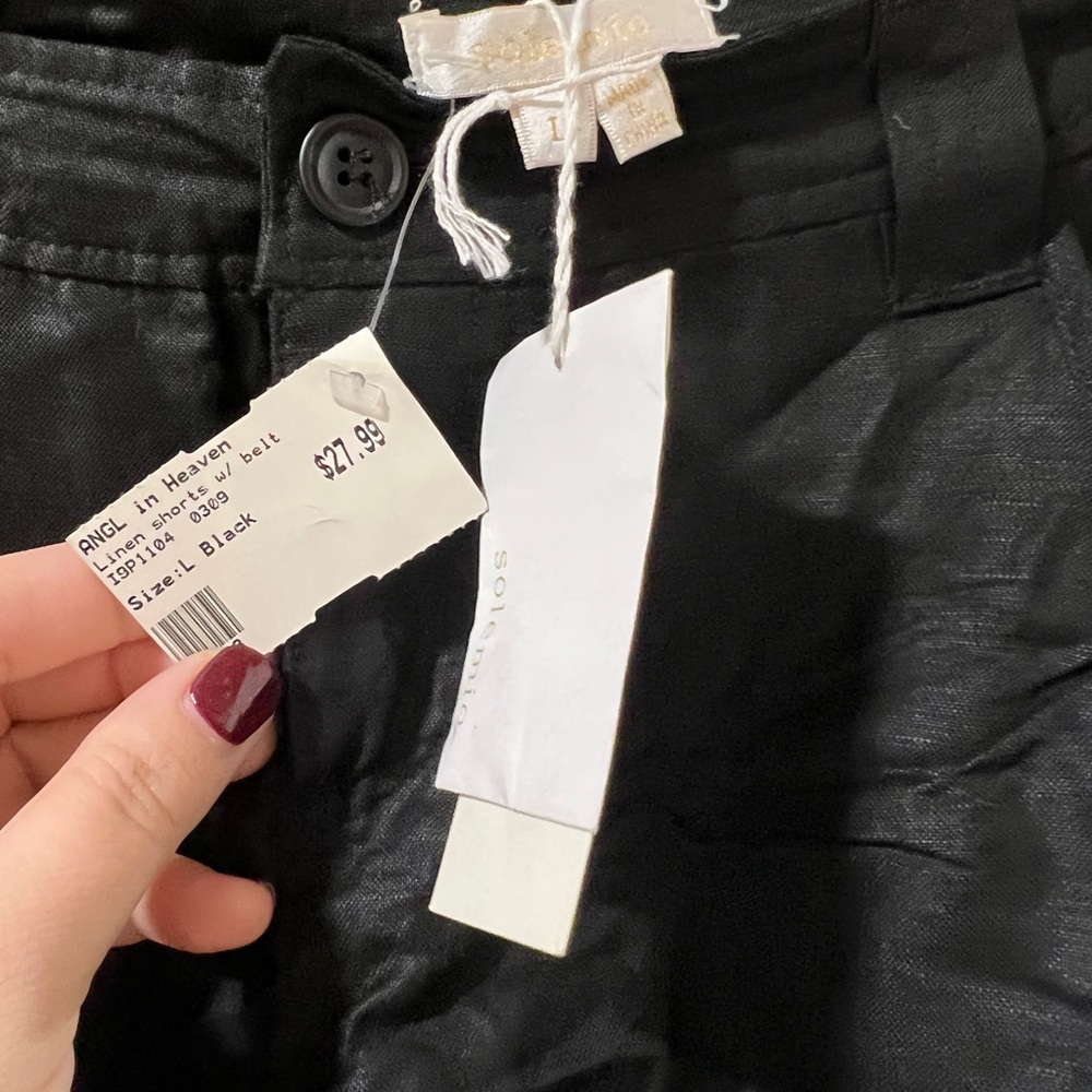 NWT Womens black linen shorts size L - Picture 4 of 4